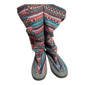 Speedo Women's Size 9 Slouch Boots Tribal Pattern  Multicolor Weave